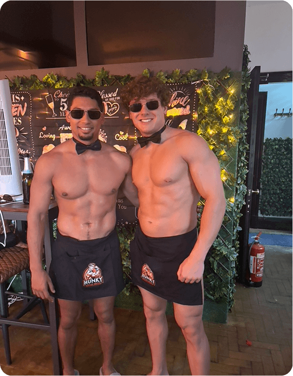 Hunky Butler Service UK Two buff butlers posing together at a hen party event
